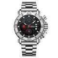 Men's quartz watch with 4.7cm oversized dial stainless steel band silver blue face