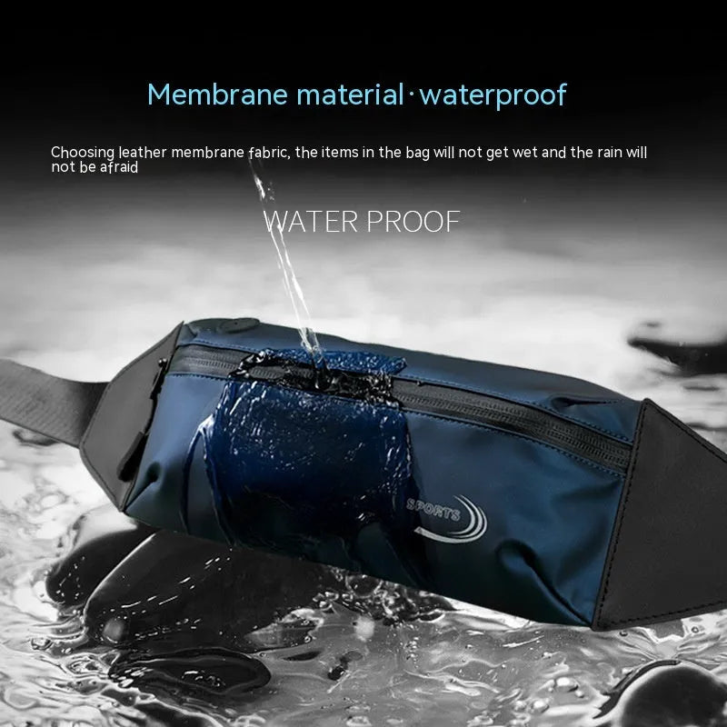 Men's waterproof waist bag in Oxford polyester with 45cm storage compartment