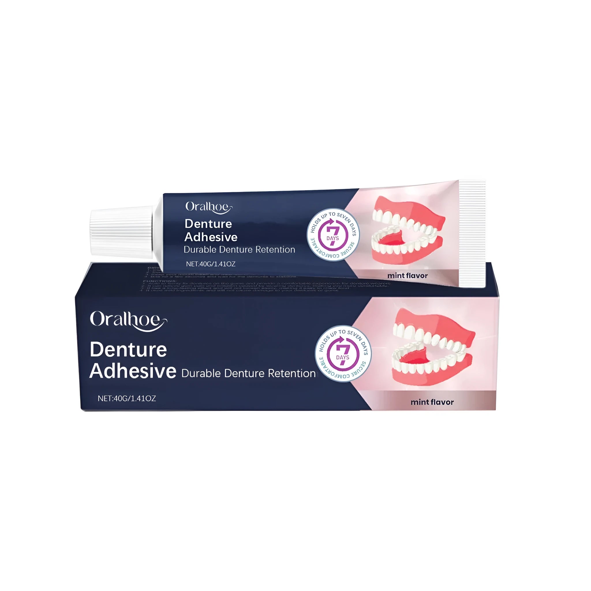40g tube of denture fixing adhesive cream for false teeth with 24-hour hold