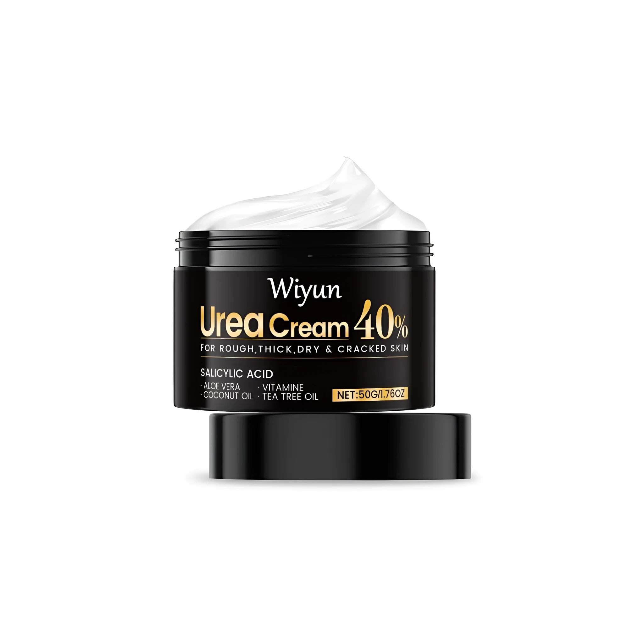 50g pot of urea moisturising cream for hands and feet with coconut oil and salicylic acid