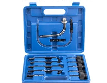 13-piece automatic transmission oil refuelling tool kit with plastic injector and funnel adapters