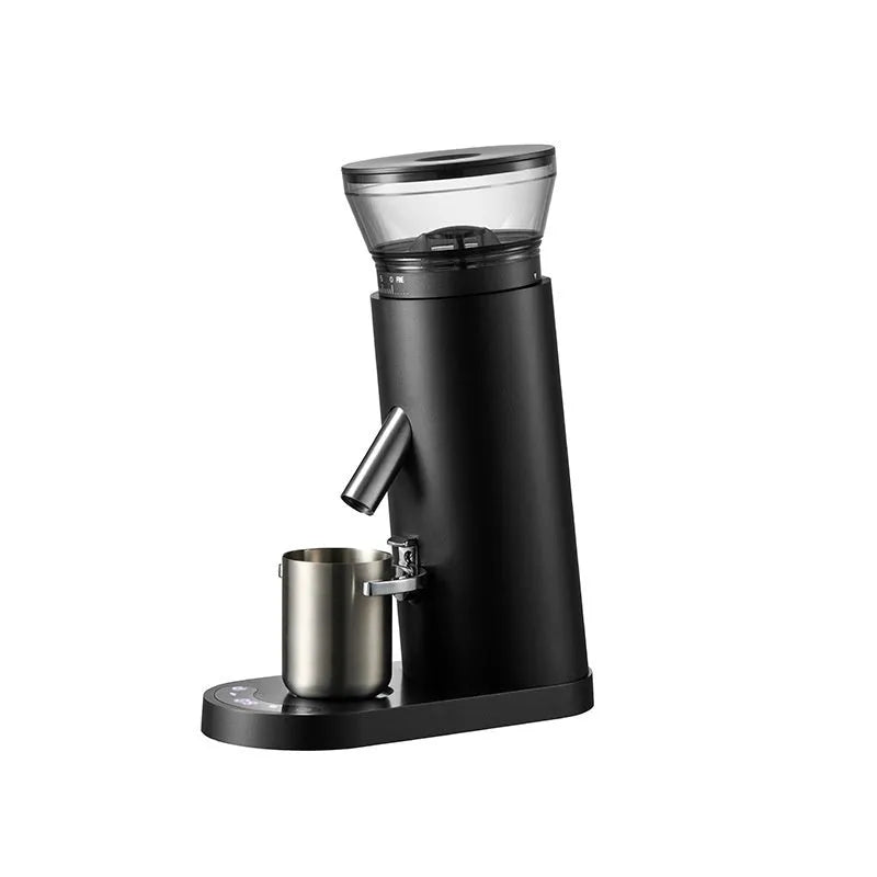 Electric portable coffee grinder with stainless steel body and 0.5L capacity in retro style design