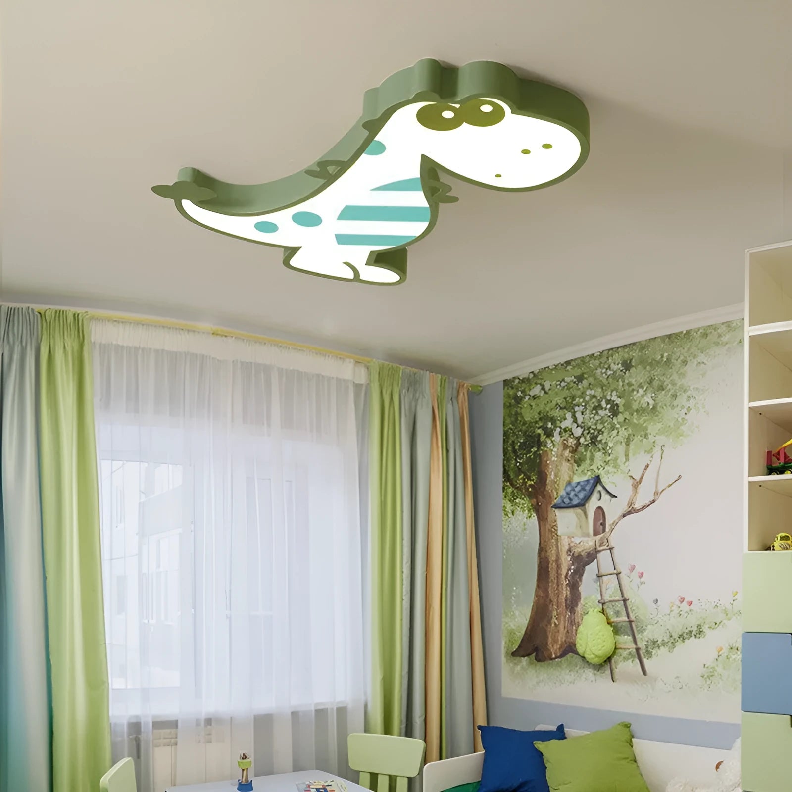 Cartoon dinosaur design ceiling light with PVC shade and aluminium body in 48cm diameter