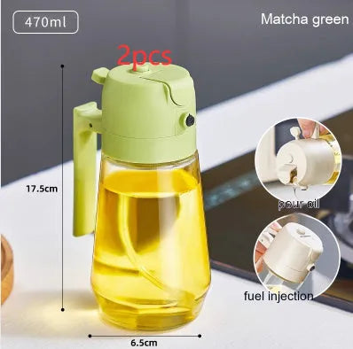 470ml glass olive oil sprayer dispenser in beige, yellow, green, or black colour.