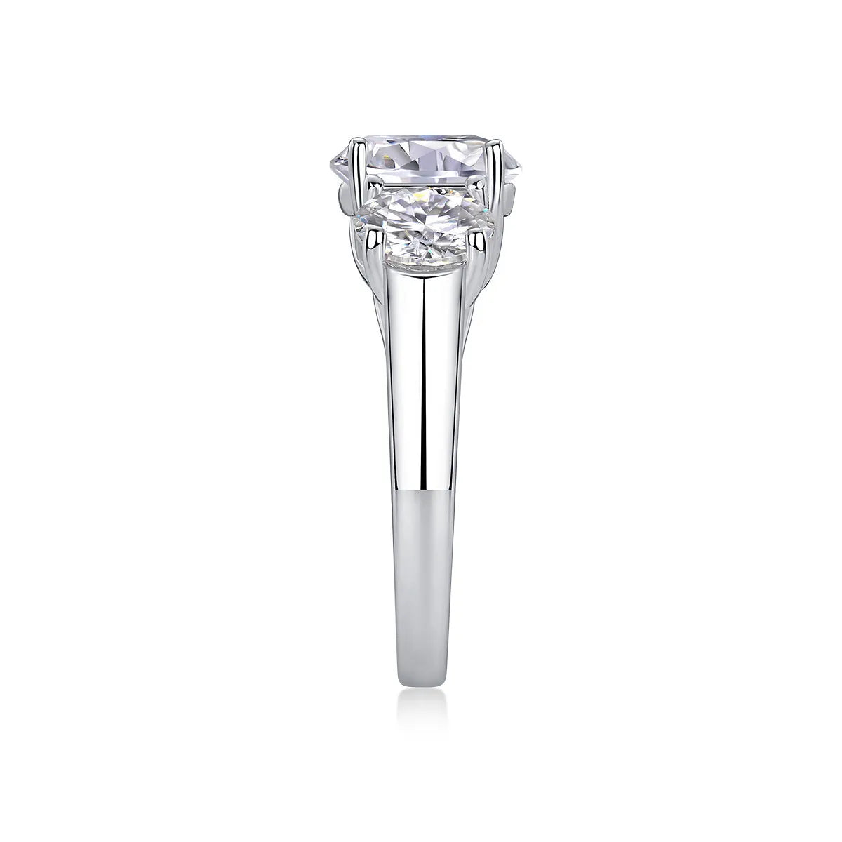 Three Lives Of Fortune wedding ring set with 3-carat moissanite in S925 silver platinum plated band with GRA certificate on gift box