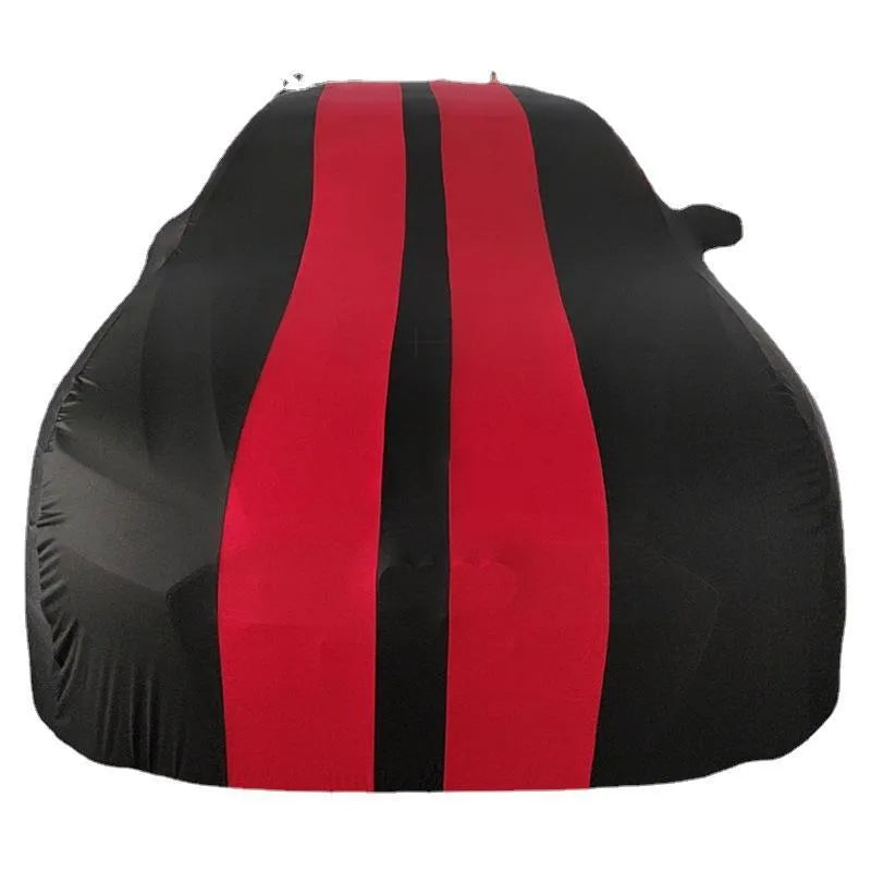 Elastic fabric car cover fitted on Ford Mustang available in six colour options