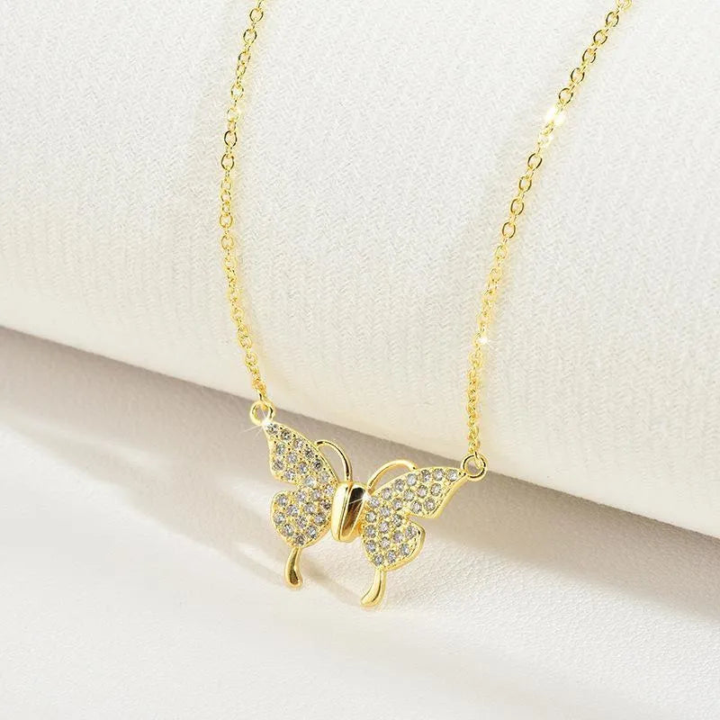 Titanium steel clavicle chain necklace with magnetic butterfly clasp in twisted chain design