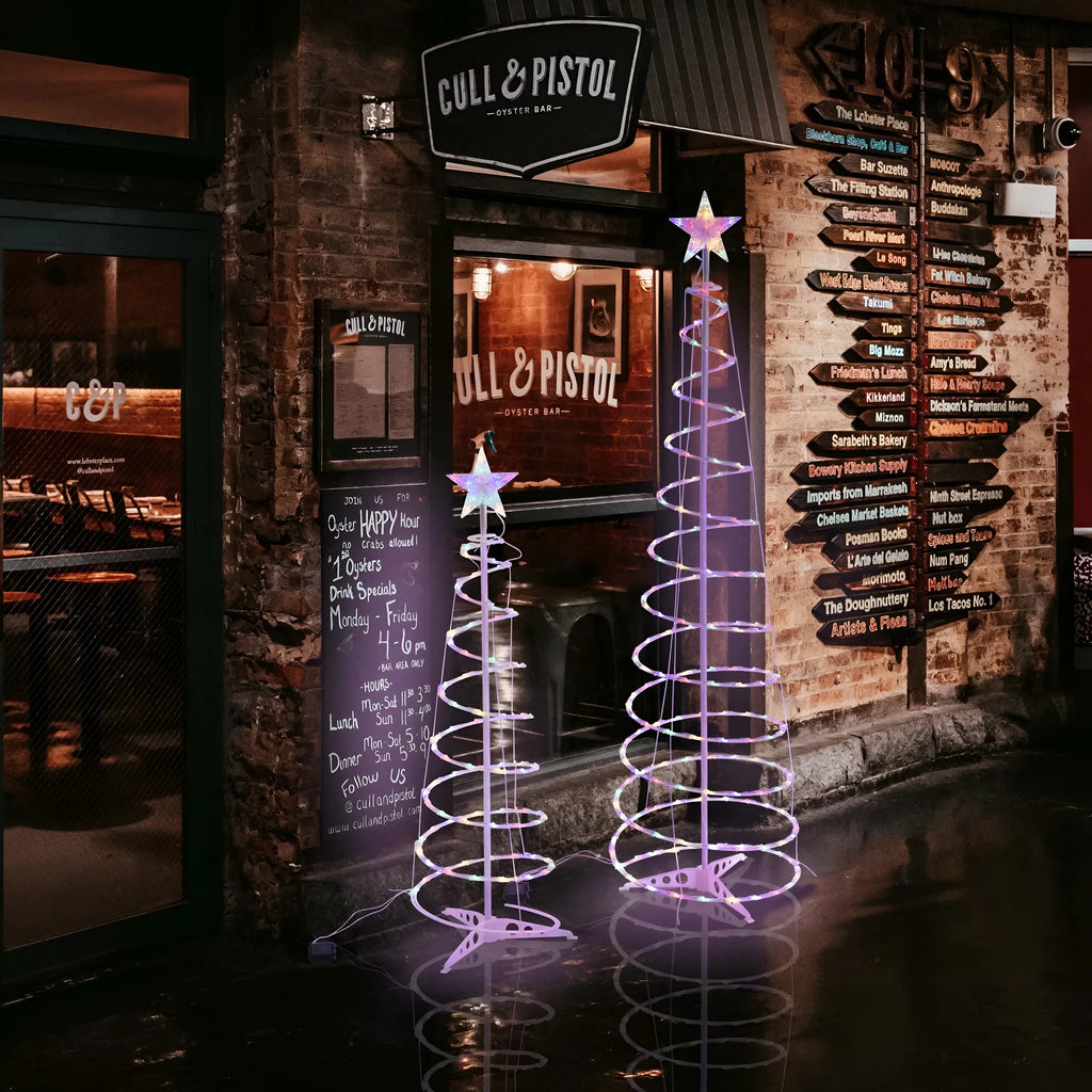 6-foot tall LED spiral Christmas tree light with remote control on detachable stand