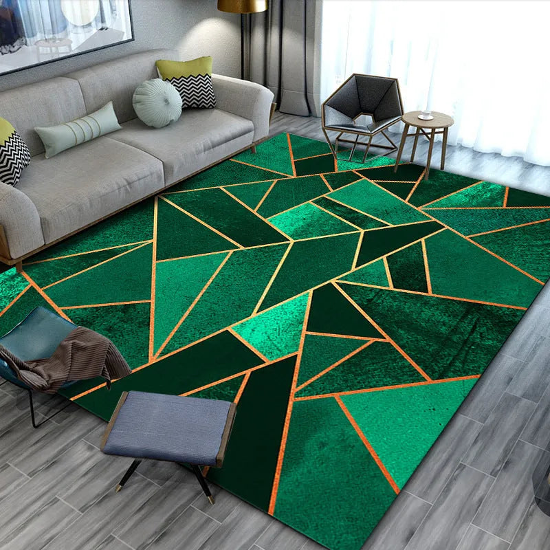 Modern minimalist geometric abstract carpet in a rectangular shape with machine woven crystal velvet finish