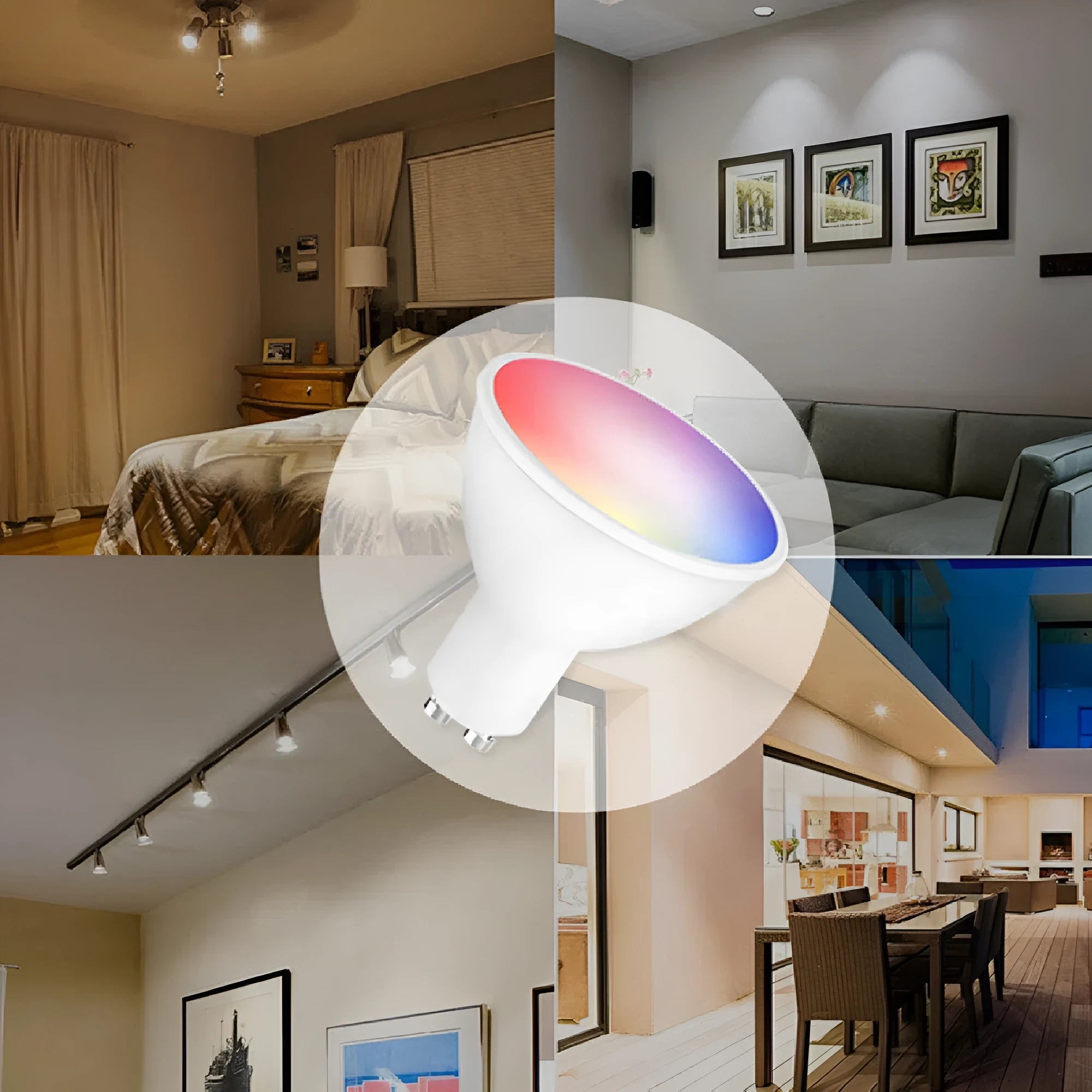Smart GU10 RGBCCT LED spotlight with wifi control and compact 50mm diameter design