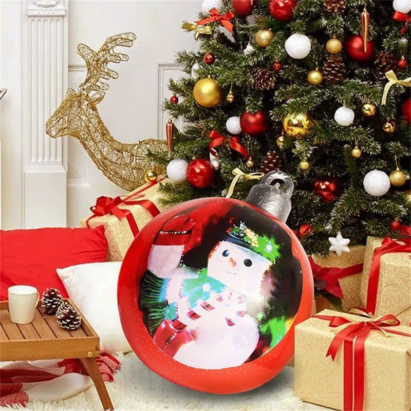 60cm diameter PVC inflatable Christmas ball decoration in various colour patterns
