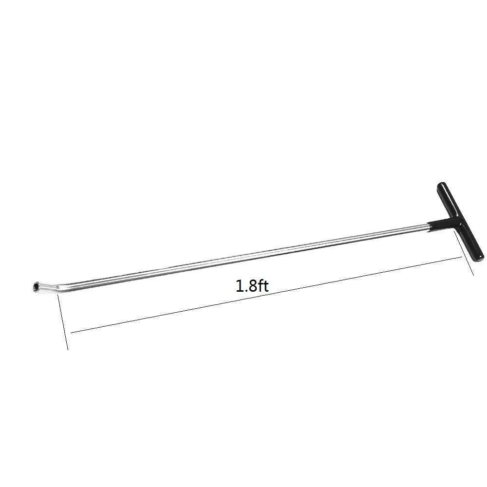 Silver spring steel car dent repair tool with single hook and sixteen replaceable heads for no-paint dent removal