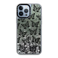 Transparent PC phone case with black butterfly creative cartoon design for iPhone