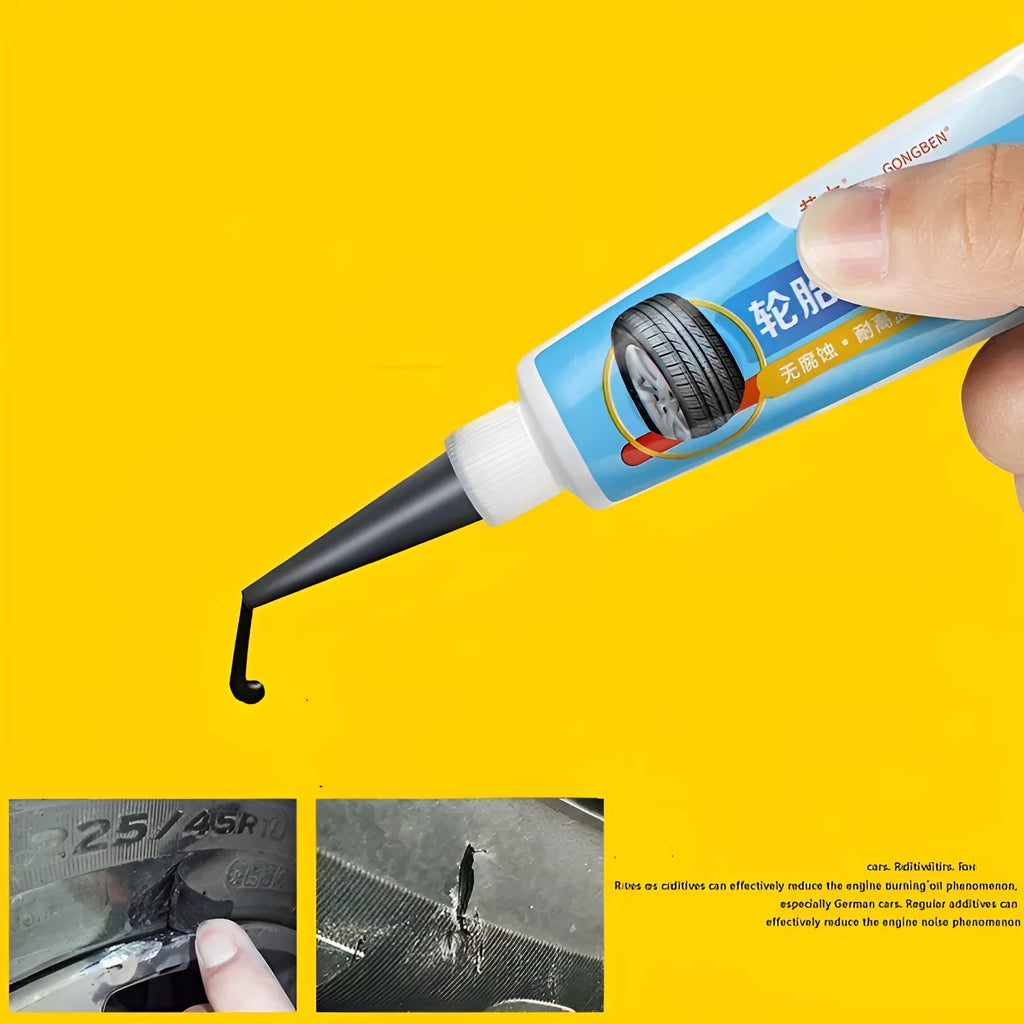 Black car tyre repair glue tube for repairing hard cuts on tyre sidewalls and rubber items