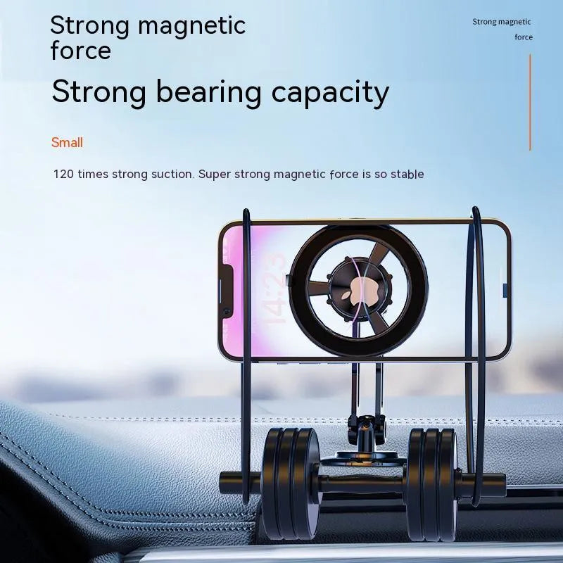 All-metal magnetic car phone holder with magnetic rings and spare adhesive pads in multiple colour options