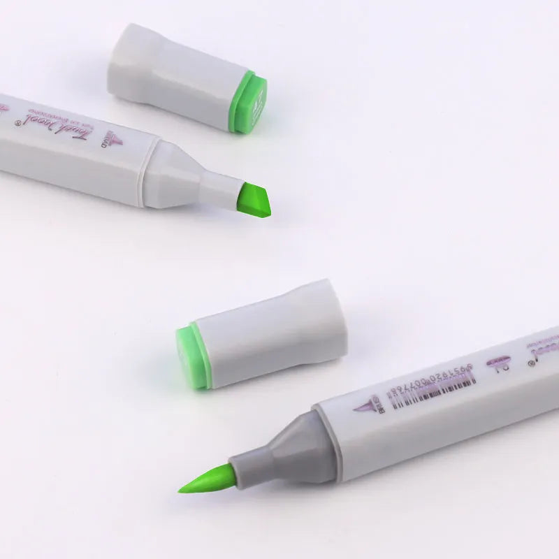 48 colour oily soft-tip marker set with square rod bodies and dual thickness options