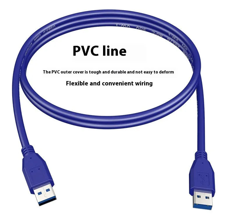USB 3.0 A male to A male data cable for external hard drive connection.