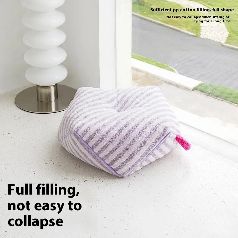 Striped plush fabric dog bed with removable cover in yellow, orange or purple colours