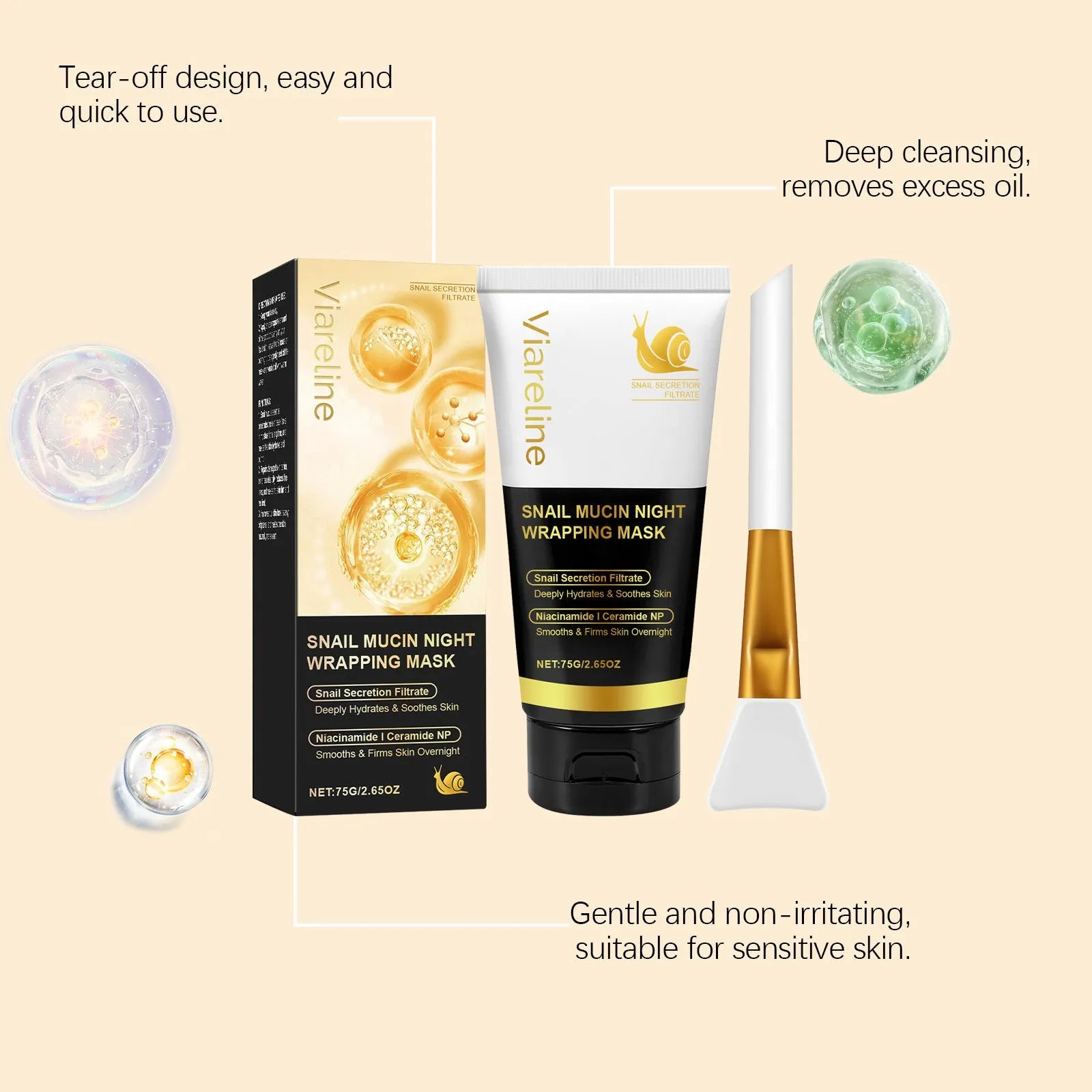 Turmeric sleeping mask set with 120g jar and application brush for overnight skincare treatment