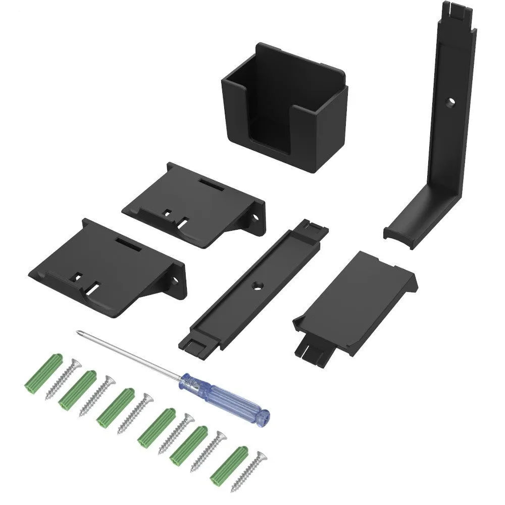 White and black wall-mounted hooks for storing gaming remote controls and controllers