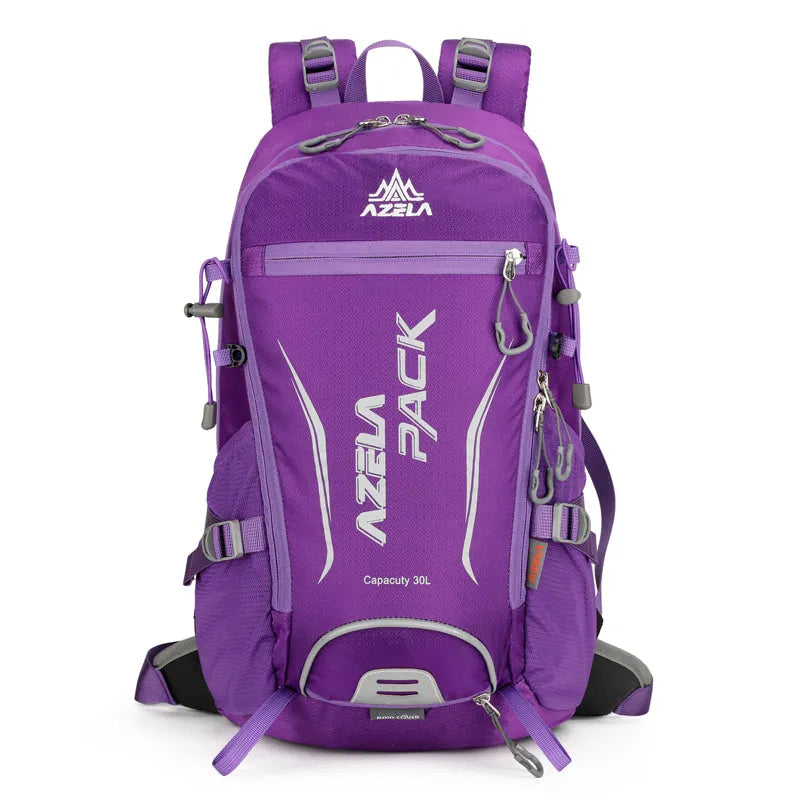 AZELA 30L orange hiking backpack with durable fabric and multiple compartments