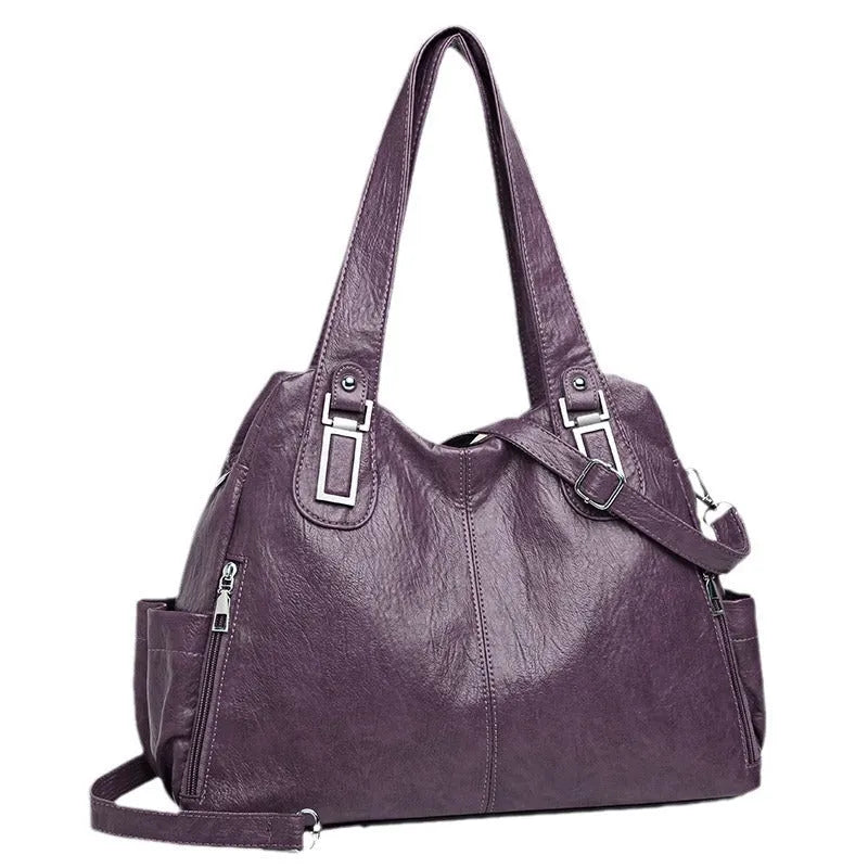 Large square vertical PU tote bag for women in light brown colour, showing single strap and clean design.