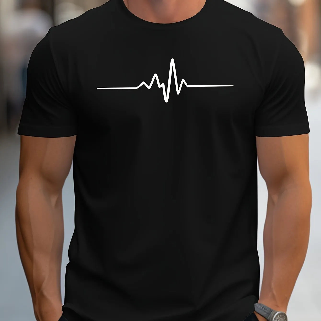 Men's loose fit 3D style t-shirt with printed letter patterns in short sleeve summer design