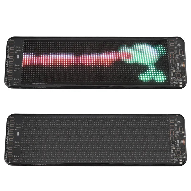 Black flexible LED screen for car rear windshield with Bluetooth control and USB power cable