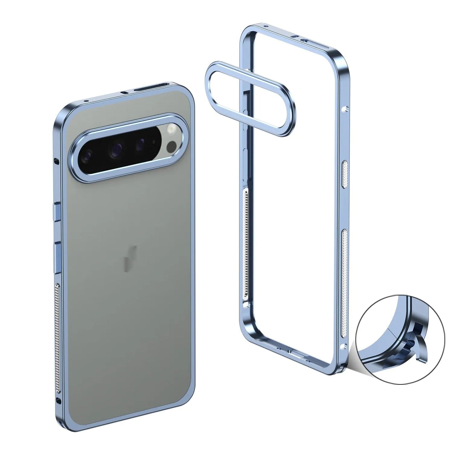 Aluminium alloy heat dissipation phone case for Google Pixel 9 Pro XL smartphone in black colour with separate lens case
