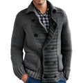 Men's cotton blended loose fit lapel cardigan jacket in solid colour, front view