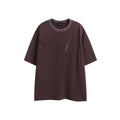 Black and purple loose-fit embroidered retro short-sleeved cotton t-shirt on a hanger