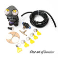 Turbo car explosive eye doll ornament and pressure valve kit with copper fittings on a white background.