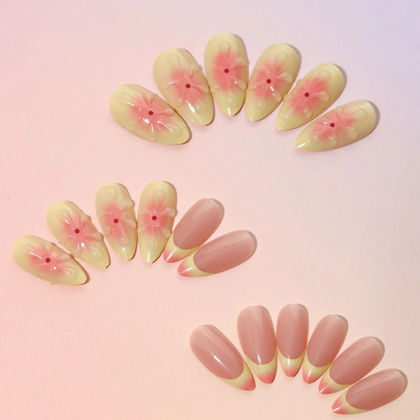 Simple fake nails with 3D flower pattern and plastic wearable armour pieces