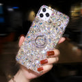 Acrylic Samsung phone case with diamond pattern and mounting bracket in luxury colours