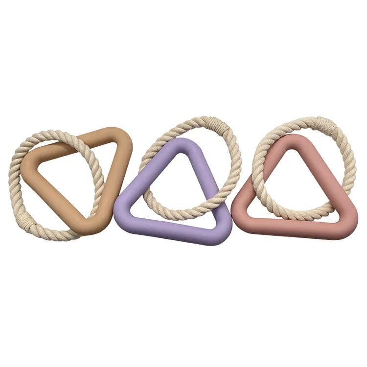 Large triangular dog tug toy made from braided cotton rope in a choice of colours.