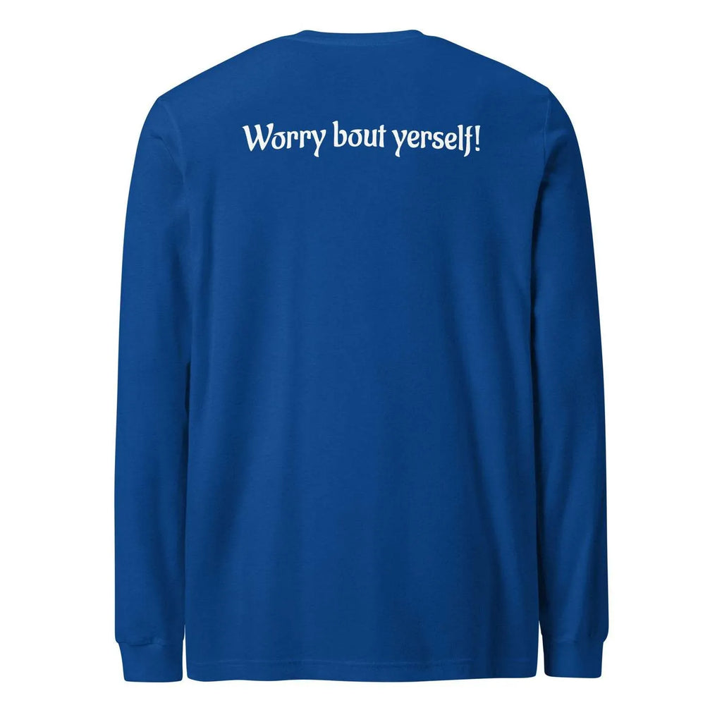 Blue men's loose fit round neck sweater with printed letter patterns in Korean Japanese casual style