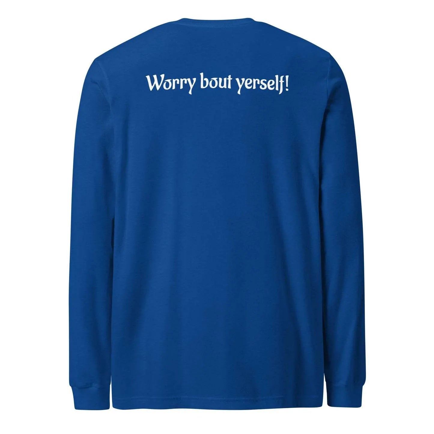 Blue men's loose fit round neck sweater with printed letter patterns in Korean Japanese casual style