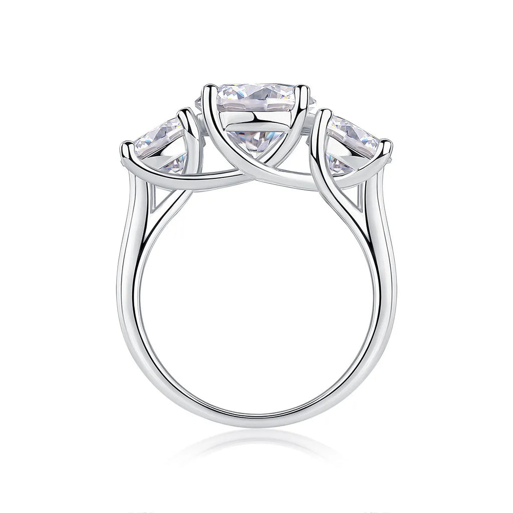 Three Lives Of Fortune wedding ring set with 3-carat moissanite in S925 silver platinum plated band with GRA certificate on gift box