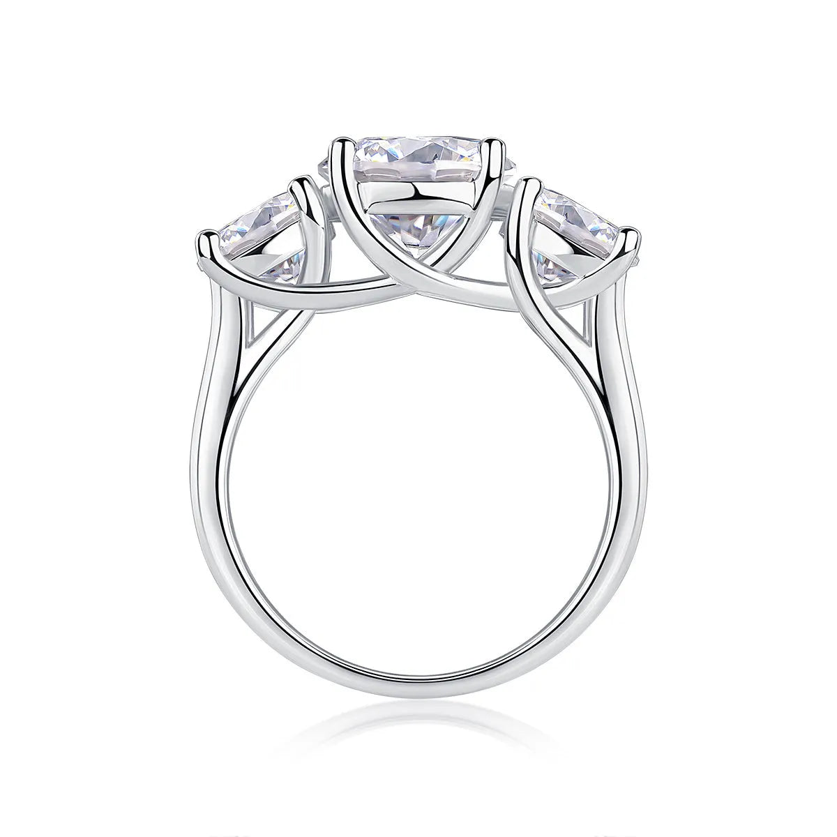 Three Lives Of Fortune wedding ring set with 3-carat moissanite in S925 silver platinum plated band with GRA certificate on gift box
