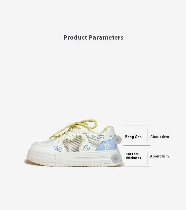 Korean-style summer sneakers with mesh upper and Meow Rabbit Sea Salt Cheese colour