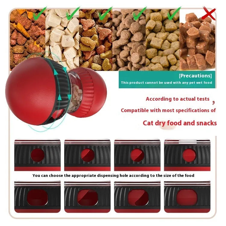 Rotating plastic cat toy with sound super ball, measuring 15.5cm wide, for interactive indoor play