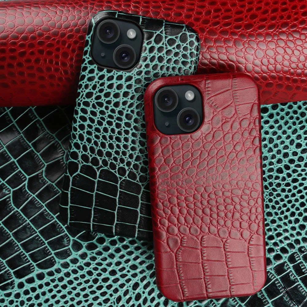 Anti-fingerprint genuine leather half pack phone case in black for Apple iPhone 14 Pro