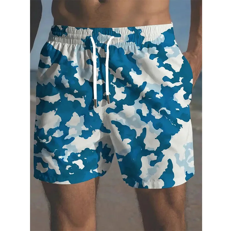 Men's polyester beach shorts with micro-elastic fabric in solid colours for travel and casual wear