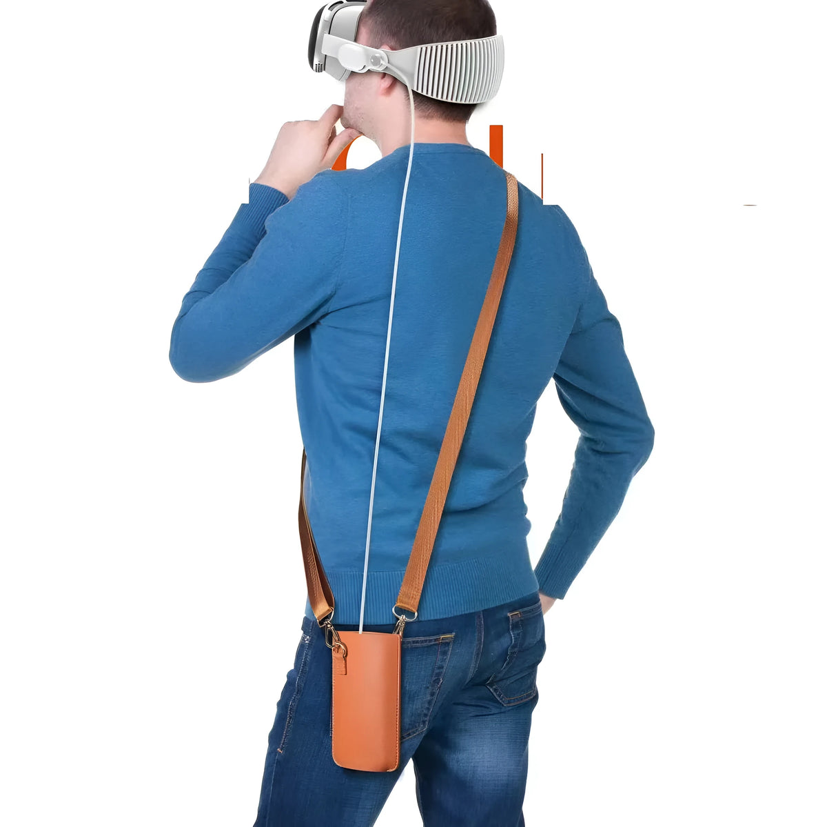 Leather battery shoulder strap protective cover in black and brown colour options