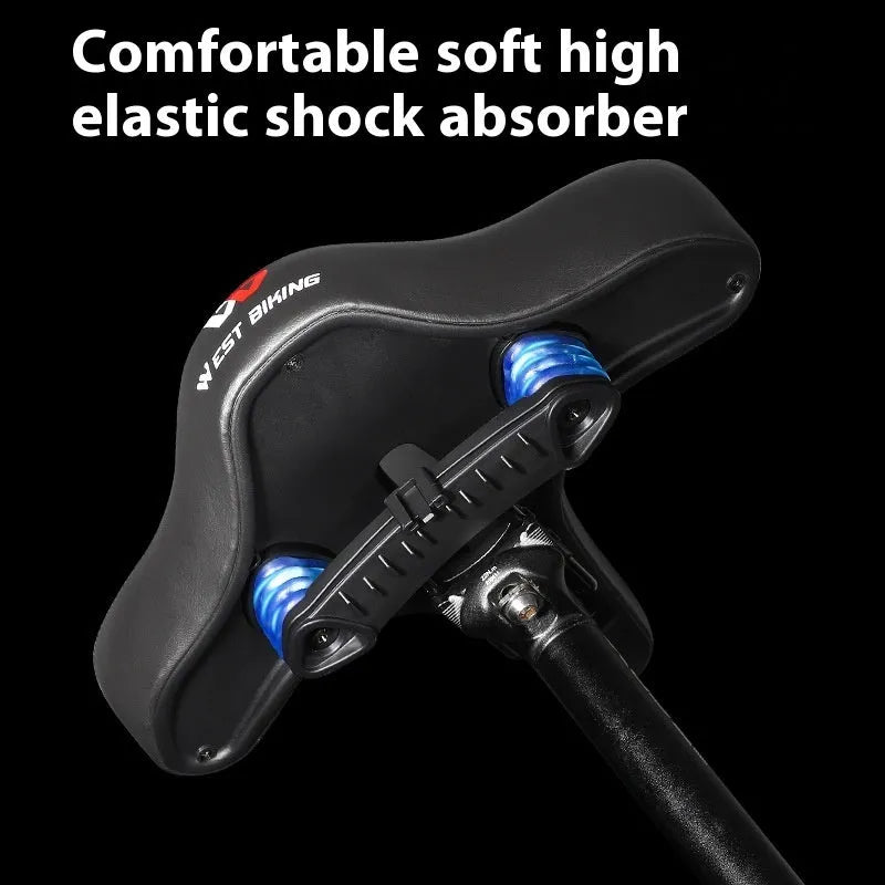 Black bicycle saddle cushion with thickened polyurethane foam padding for shock absorption