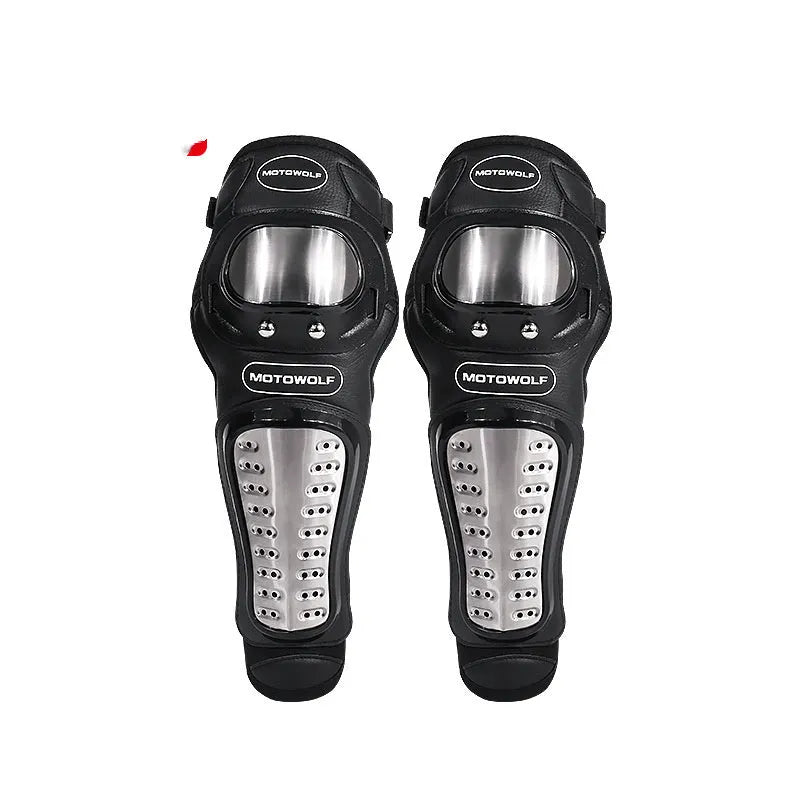 Off-road motorcycle stainless steel knee pads and elbow pads set black one size