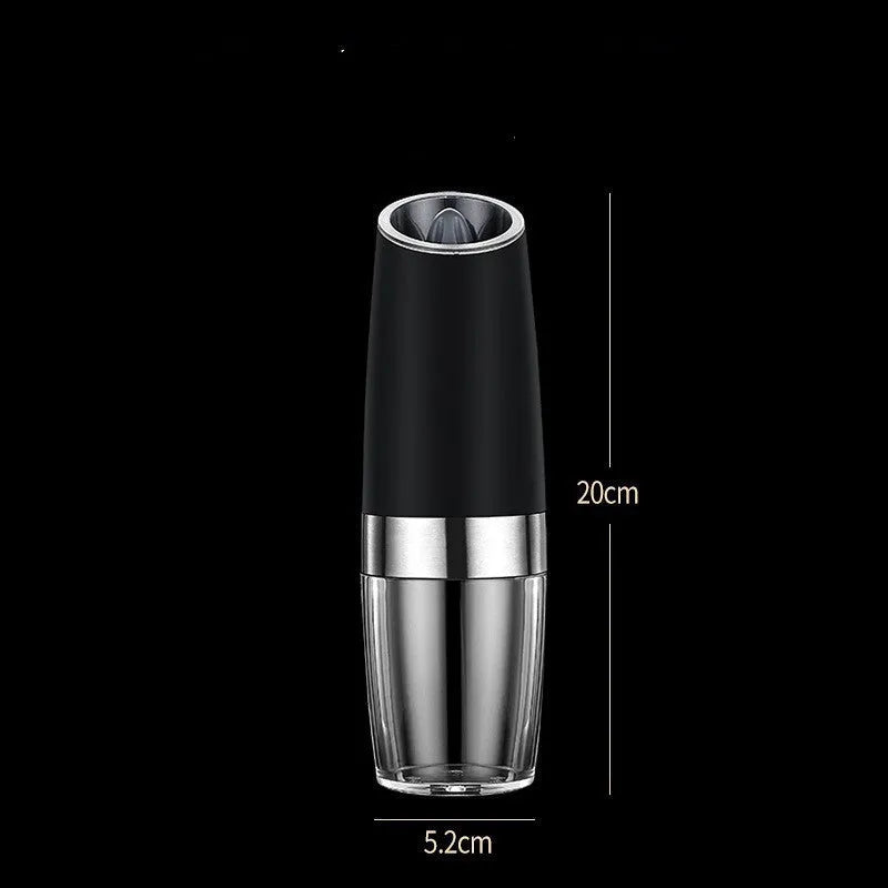 Clear acrylic electric pepper and salt grinder set with USB cable, shown with ceramic grinding core.