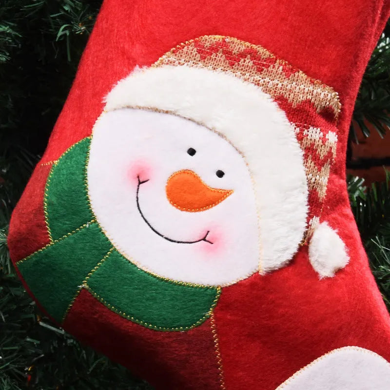 Non-woven fabric Christmas stocking decoration with elk, old man, or snowman design