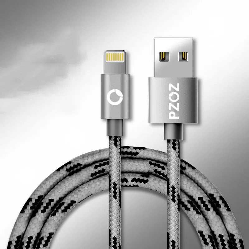 Apple MFI certified Lightning data cable in grey or silver with 1 metre length