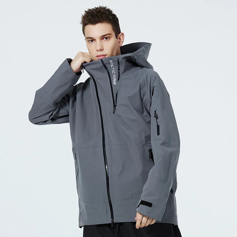Thin double-plate ski suit for men and women in black, grey, yellow, or liner colours
